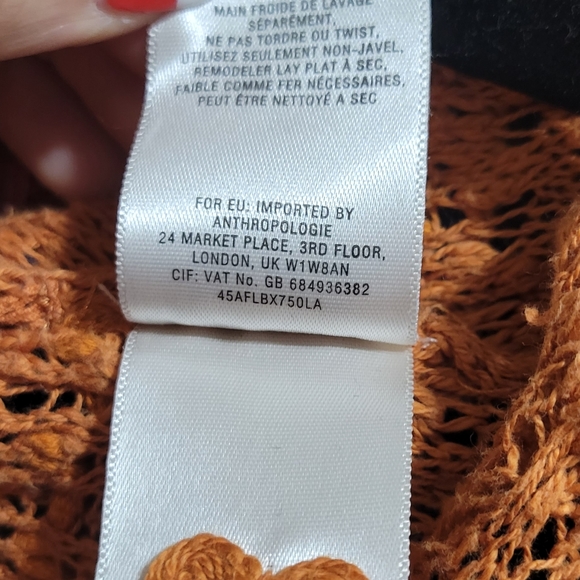 Anthropologie Knitted Knotted Orange Cardigan | Size M - Picture 6 of 7
